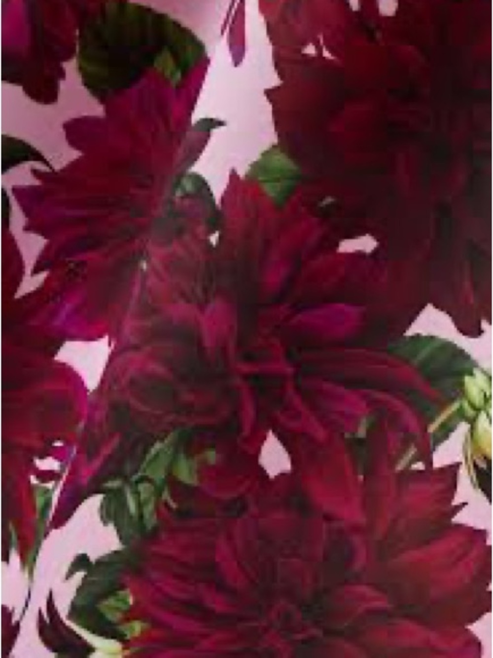 Oscar de la Renta Pink Tote with Burgundy Floral Dahlia Print